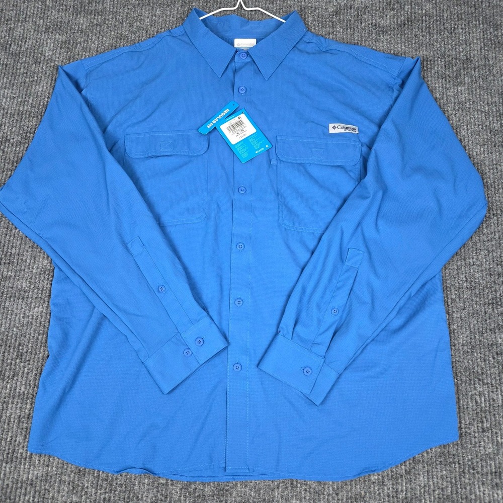 Columbia PFG Backwater LS Shirt Mens XL Blue Fishing Button Down FM9110-487 NEW